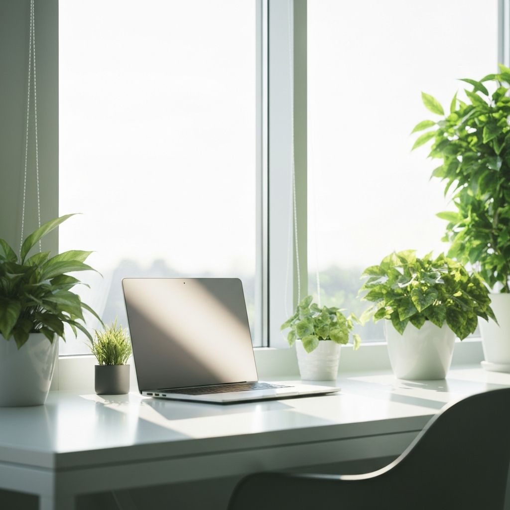 Laptop am Fenster mit Tageslicht