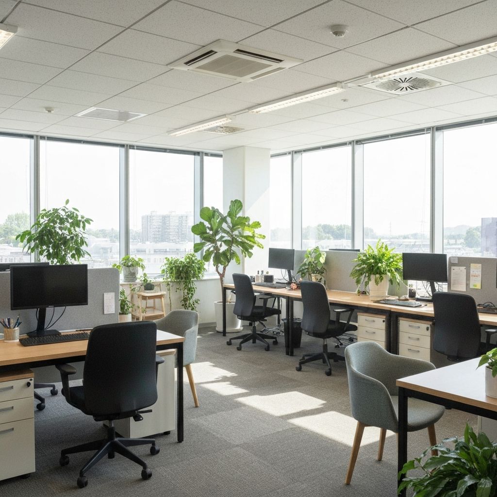 Helles Büro mit Pflanzen